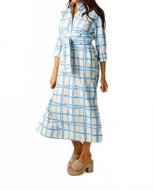 NEW HOLLY SHAE DESIGN grace dress in painted plaid in blue